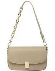 [Mocha] Cora Half-Chain Crossbody Bag in Taupe