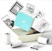Phomemo M02 Print Pods Pocket Printer- Thermal Sticker Printer Bluetooth Phone Printer with 3 Rolls Paper, for DIY Creation, Study Notes, Memo, List, Work Plan, Gift