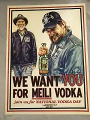 Jason Momoa Meili Vodka Promotional Poster & Pin from Vancouver Washington Event