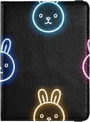 [Amooorous] Cartoon Cute Colorful Neon Fluorescent Rabbit Leather decorative waterproof passport holder for travel Vaccine Case Protector Cover Passport Cover Waterproof, Cartoon cute colorful neon fluorescent