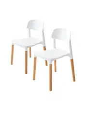 [La Bella] 2 Set Retro Stackable Dining Cafe Chair in White