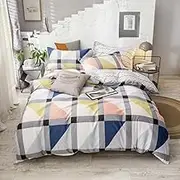 Geometry Theme Bedding Set King Size,Irregular Stripes Print Duvet Cover Soft Comfy Wavy Stripes Lining Quilt Cover Bedroom Decor Quilt Cover Set for Kids Adult,Queen(210x210cm)