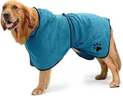NACOCO Dog Bathrobe Towel Microfiber Pet Drying Robes Moisture Absorbing Towels Coat for Dog and Cat (Large, Green)