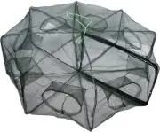 Portable Folded Fishing Net, Easy Use Traps Cage Baits Cast Mesh Trap 8 Holes