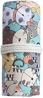 Roll Up Pencil Case，Handmade Canvas Pencil Roll Wrap，Color Pencil Organizer，Canvas Pencil Roll Wrap,Foldable Roll Up Pencil Case,Multiuse Roll Up Pencil Case Large Capacity Pen Curtain for Coloring Pencil Holder Organizer (48slots)
