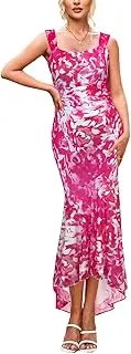 [SEBOWEL] Women's Tankini Bathing Suits Tie Front V Neck Printed Mesh Swimdress Two Piece Tummy Control Swimsuits with Boyshort