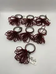 Set of 7 Pier 1 Beaded Napkin Rings Cluster Wired Beads Red Ruby