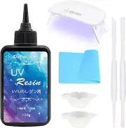 UV Resin Kit with Light, Crystal Clear Hard Resin Glue Sunlight Curing UV Resin