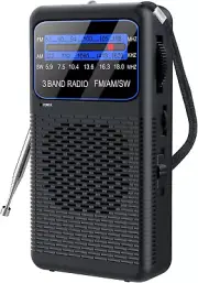 3 Band Pocket Radio, Portable AM FM SW Battery Operated Radio with Shortwave, Ba