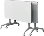 Folding Conference Table Modern White Office Flip Top Mobile Training Table with 4 Wheels for Office Meeting Room Table