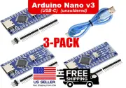 3x Arduino Nano v3.0 | USB-C | Unsoldered | ATMEGA328P