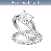Princess Bridal Personalised Engraved Ring Set