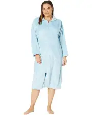 Nwt $72 KAREN NEUBURGER Lush Mint Floral Full Zip Robe With 2 Side Pockets 3X
