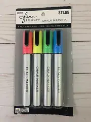 Chalk Markers 5MM Chisel Tip 4 pc Pink Yellow Green Blue The Fine Touch