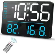 Digital Wall Clock, LED Clock with Remote Control, Digital Clock Large Displa...