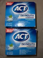 2 Pack ACT Dry Mouth Lozenges With Xylitol, Soothing Mint Flavor, Each 36ct