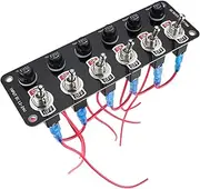 Marine Toggle Switch Panel 6 Gang Boat Electrical Panel ON/Off er Switch with 10A Fuses for 12-24V Car Marine Boat Yacht Truck Trailer S RV Black One Size