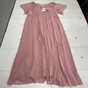Ever Pretty Dusty Rose Flutter Sleeve V-Neck Tie Waist Chiffon Dress Size 5XL