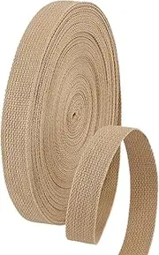 PH PandaHall 24.6 Yards Cotton Webbing Gold 1 Inch Polyester Cotton Webbing Straps, Heavy Fabric Straps for Tote Bag Webbing Bag Strap Bag Handles Cloth Belt Making Outdoor Supplies DIY Crafts