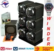 BOXY CARBON FIBRE LOOK Fancy Brick 6xAutomatic Watch Winder:6FCF-6E2-Brilliant