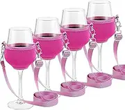 4-Piece Set of Adjustable Wine Glass Hanging Straps with Cup Holders - Large, Portable, and Durable Neoprene Wine Glass Sleeves for Secure Transportation and Storage
