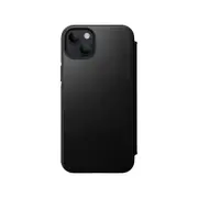 NOMAD Modern Leather Folio Phone Case for iPhone 14 Plus Black Normal Leather