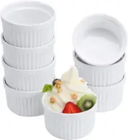 Porcelain Ramekins 4OZ,Set of 8, Souffle Dishes, Oven Safe Ramekin Bowls Serv...