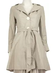 Beige Belt Button Down Trench Coat