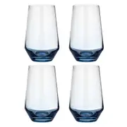 4PK Ladelle Prism 400ml Highball Tumbler Glass Drinkware/Glassware Set Blue