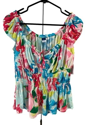 Old Navy Neon Floral Blouse Size S