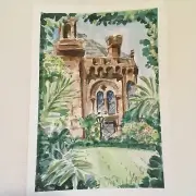 Original watercolor painting Smithsonian Castle Washington DC