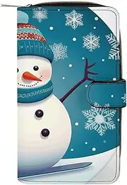 [LQWOK] Wallet, Lovely Snowman Printed Wallet,travel Wallet,durable Wallet,portable Wallet,universal Wallet,leather Wallet, Lovely Snowman, 19.7x11x3.5cm, Modern