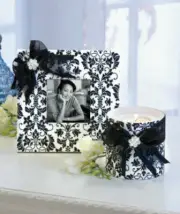 Black & White Gold 2-Pc. Jeweled Accent Gift Sets Gold Frame Votive Holder