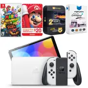 Nintendo Switch White OLED + Super Mario 3D World + Nintendo $20 eShop Gift Card