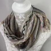 FASHION by MIRABEAU GIVING SCARF Reclaimed Yarn Boho Hipster Style with Fringe