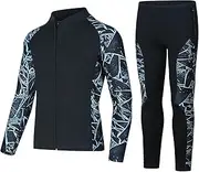 Dressnu Wetsuit 3mm Sunscreen surf Snorkeling Swimsuit Split Long Sleeve Long Pants Warm and Cold