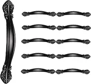 Asruito Drawer Handles, 10pcs Hardware Pull Handle Kitchen Cabinet Handles, Matte Black Antique Drawer Pulls Hardware Kitchen Handles Cabinet Pulls Door Pull Handle