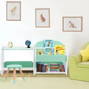 2 In 1 Kids Mini Wooden Bookshelf and Table Chair Set
