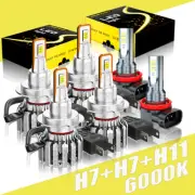 For Smart Fortwo 08-2015 H7+H7 LED Headlights High Low+H11 Fog Light Combo Bulb (for: Smart)