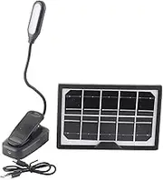 QANYEGN Solar Rechargeable Clamp Lamp, Flexible Gooseneck Clip On Reading Lamp, Warm Daylight Bed Desk Light for Headboard and Computers