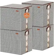 Clothes Storage Under-Bed Storage Foldable Blanket Storage Bags Large Capacity Clothes Storage Bins Closet Organizers Storage Clothing with Lids and Handle Grey 4 Pack 100L