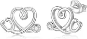 [Zepmais] Sterling Silver Nurse Earrings - S925 Stethoscope Heart Stud Earring with Cubic Zirconia Graduation Jewelry Gifts for Nurse Doctor Medical Student