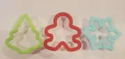 Lot 3 WILTON Christmas Cookie Cutter Comfort Grip TREE GINGERBREAD MAN SNOWFLAKE