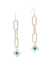 Juvell 18K Plated Pearl Evil Eye Dangle Earrings