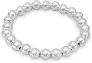 [JewelryWeb] 18 Centimeters 8mm 925 Sterling Silver Bead Stretch bracelet Stretch-Bracelet for Women