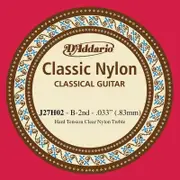 D'Addario J27H02 Student Nylon Classical Guitar Single String, Hard Tension, Second String
