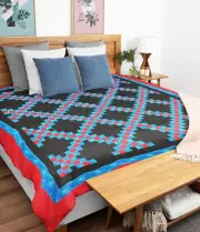 Masculine Double Irish Chain patchwork FINISHED QUILT - Feather Quilting