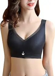[Generic] Workout Sports Bras for Women Women Full Cup Thin Underwear Plus Size Wireless Sports Bra Breast Cover Cup Large Size Vest Bras Bra Strapless for Women (Black, 34/75D)