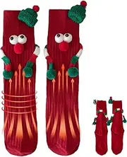 [HELVES] Christmas Holding Hands Socks, Funny Magnetic Suction Doll Couple Socks, Novelty Couple Holding Hands Socks, Magnetic Hand Holding Socks Adult, Funny Christmas Socks