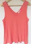Gap Women Tank Top Coral Size Small Polyester Rayon Spandex Softspun V-Neck New